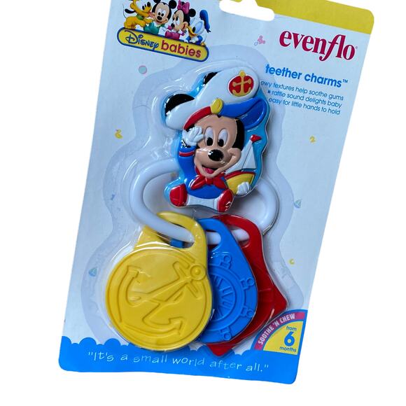 Evenflo Disney Babies Mickey Mouse 1997 90s Teether Charm Keychain - Picture 2 of 5